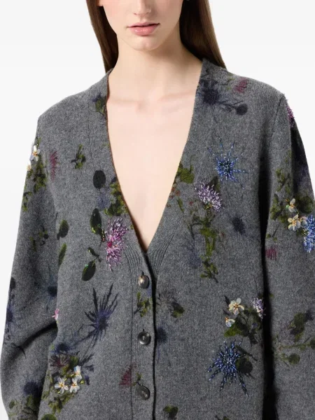 Cardigan Blumarine cu model floral cu mărgele gri