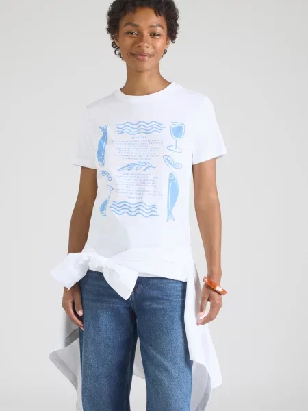QS Tricou albastru regal alb