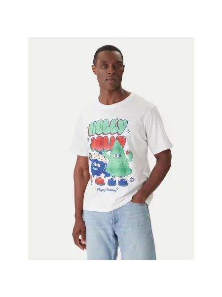 Jack & Jones Majica Holiday Cartoon Relaxed Fit bela