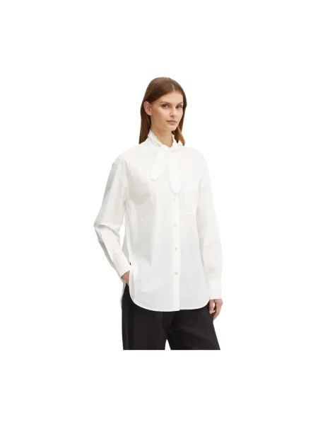 Forte Forte koszula relaxed z wiązanym dekoltem shirt biały