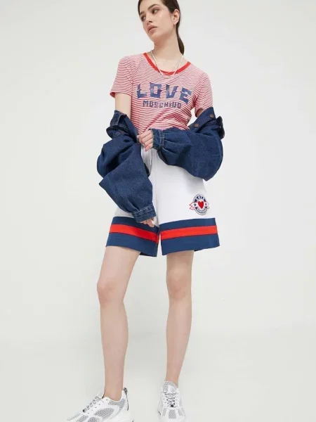 Шорты Love Moschino с высокой посадкой с аппликацией белые