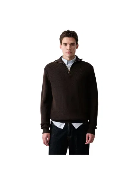 Sweter z golfem Paul & Shark wełniany brązowy