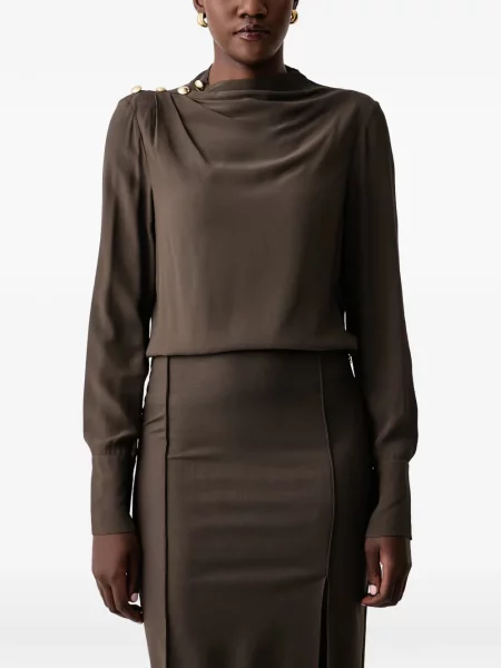 Bluza Patrizia Pepe s draperijom smeđa