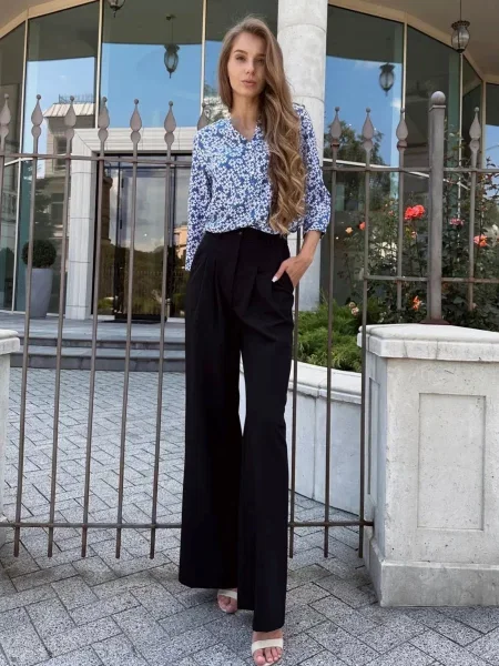 Штани палаццо LadyLike бавовна/поліестер чорний