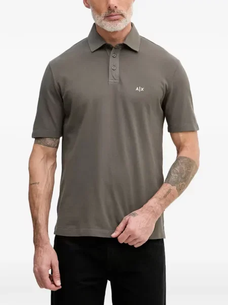 Tricou polo Armani Exchange cu broderie verde