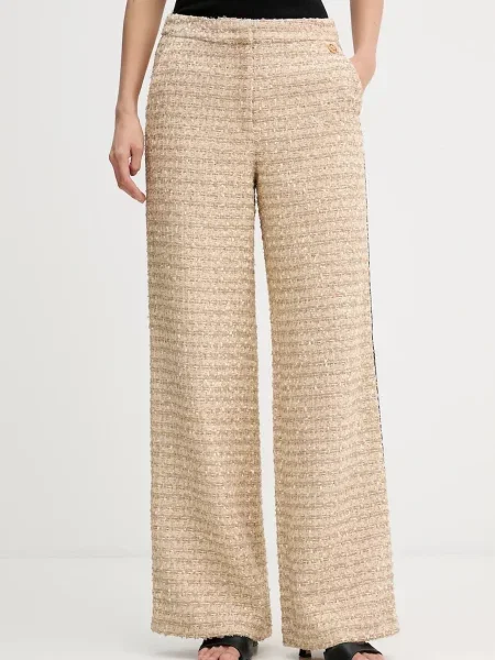 Karl Lagerfeld pantaloni din lână drept high waist bej