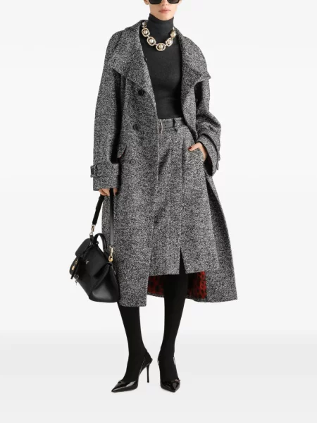 Вълнено двуредно палто Dolce & Gabbana сиво