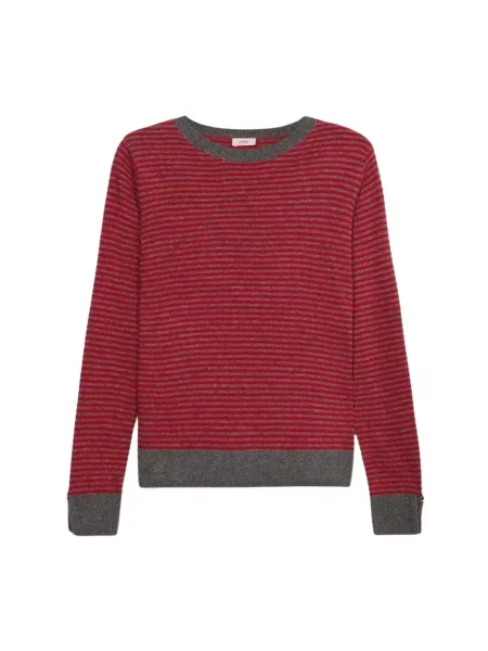 Sweter Oltre wełniany w paski czerwony
