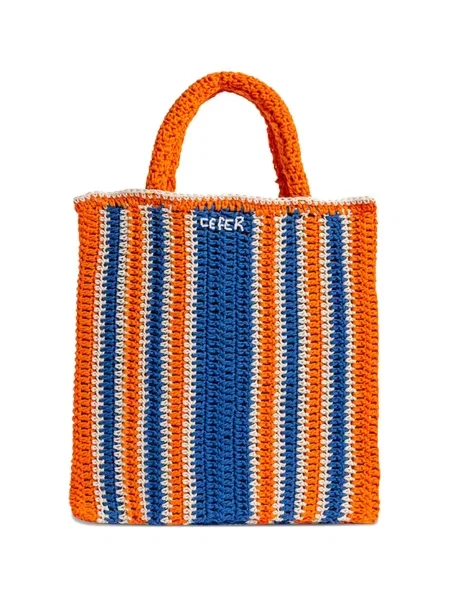 Geantă shopper Cefér cu dungi portocaliu
