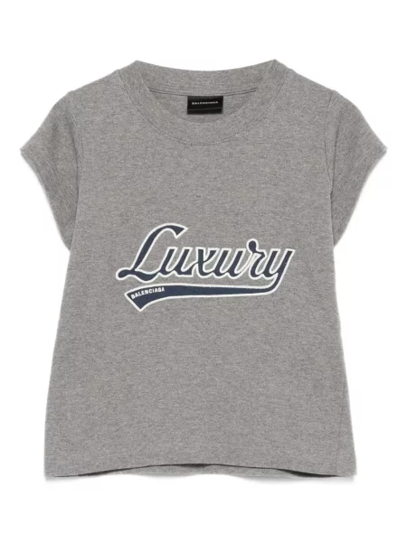 Krátké tričko Balenciaga s potiskem šedé