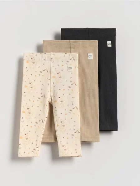 Reserved legginsy z naszywką złamana biel