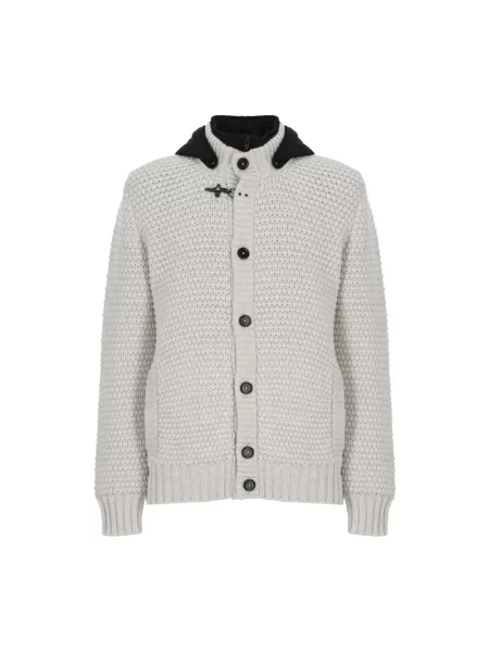 Sweter Fay wełniany z kapturem beżowy