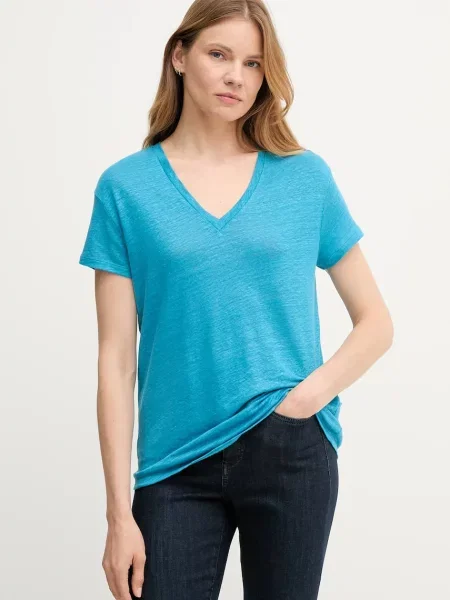 Ленена тениска United Colors of Benetton дамска синьо