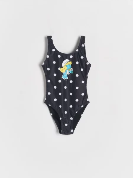 Reserved Jednoczęściowy strój kąpielowy Smerfy czarny