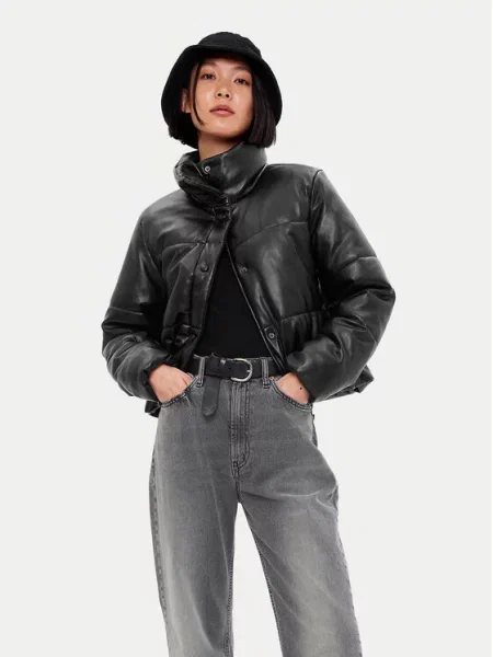 Кожаная куртка Gap черная