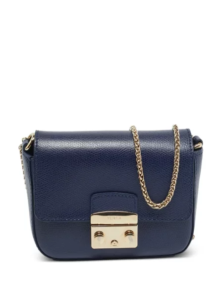 Bőr kézitáska Furla kék