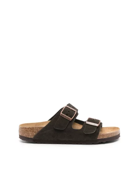 Klapki Birkenstock zamszowe brązowe