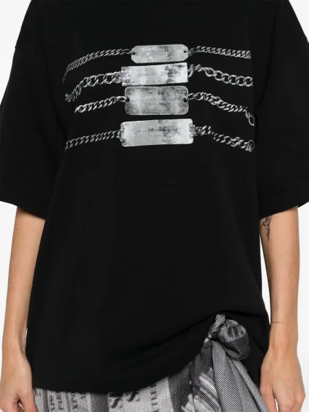 Tricou Alexander Wang cu decolteu rotund negru