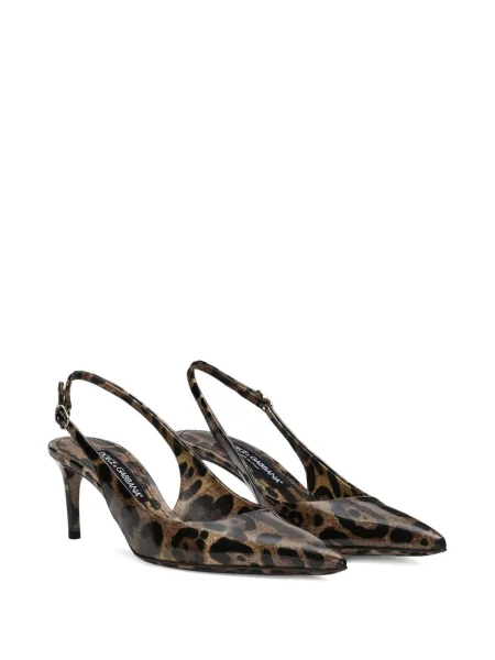 Pantofi cu toc Dolce & Gabbana cu imagine cu model leopard slingback maro