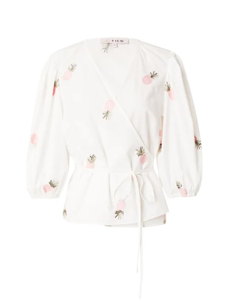 A-VIEW Blúzka Rebekka tmavozelená / ružová biela