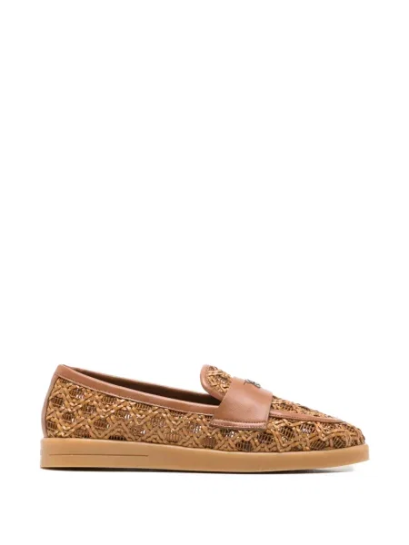 Pantofi loafer Casadei cu autograf maro