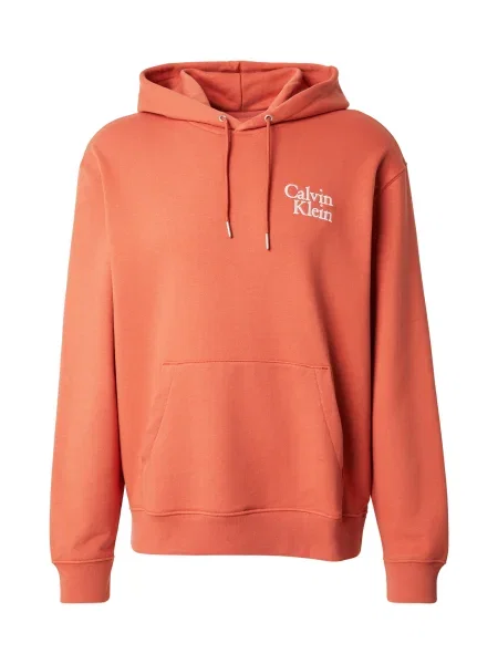 Calvin Klein Jeans Majica temno oranžna bela