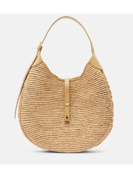 Geanta de piele Polo Ralph Lauren din piele bej