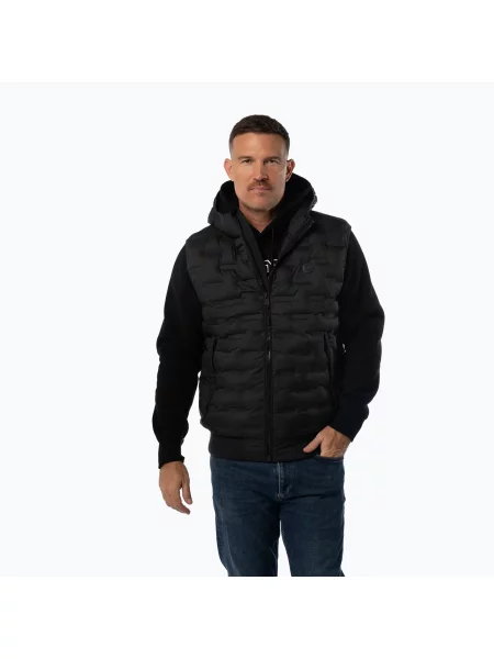 Vestă pentru bărbați Pitbull Fisk Quilted Hooded black negru
