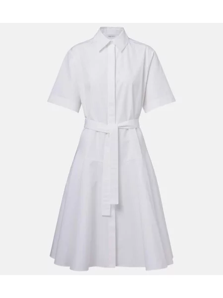 Rochie tip cămașă Mcqueen din poplin de costum alb