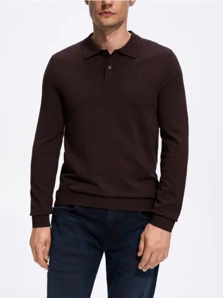 Gulerat tricou polo Reserved maro