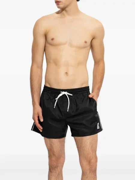 Slip de baie Balmain cu dungi cu autograf negru