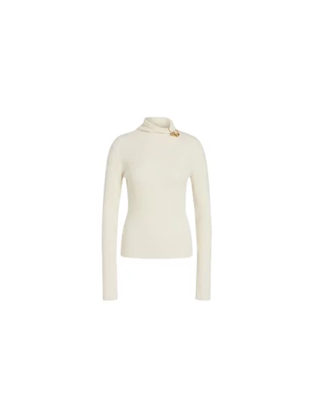 Sweter z golfem Alberta Ferretti z kaszmiru beżowy