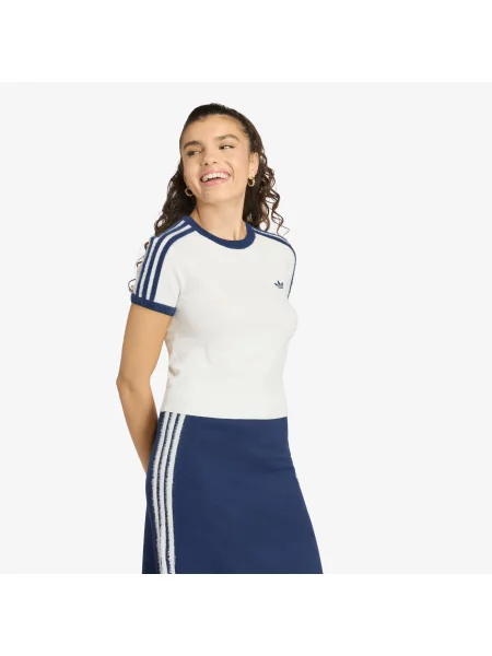 Tricou adidas Knitted T-Shirt Cloud White/ Night Indigo M alb