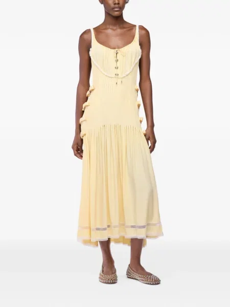 Rochie midi Rabanne din dantelă galben