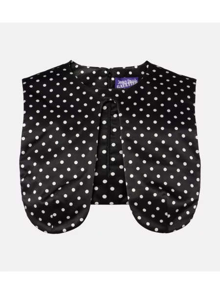 Top Jean Paul Gaultier de mătase cu buline negru