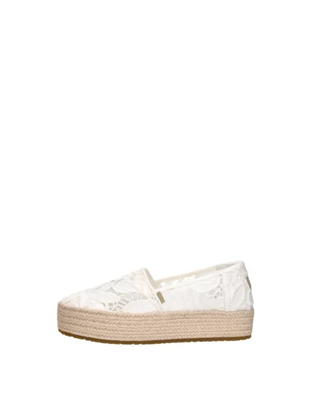 Lniane espadryle Toms na platformie białe