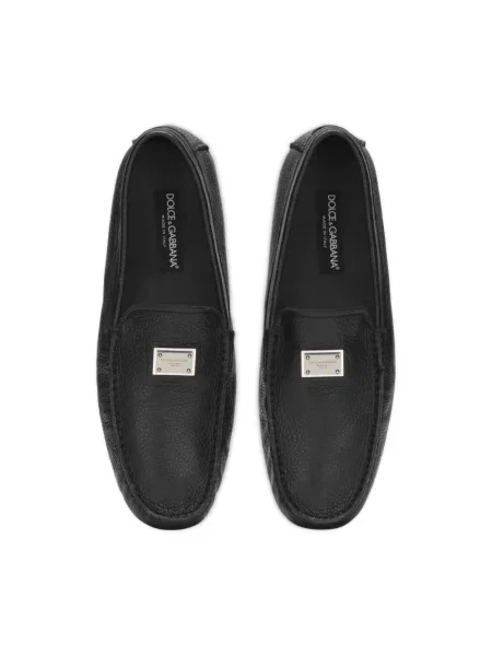 Półbuty Dolce And Gabbana skórzane z logo czarne