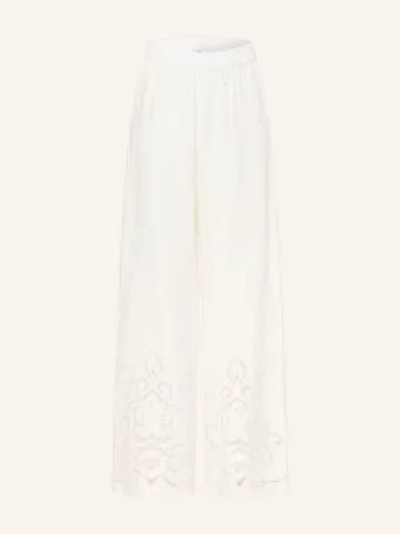 Angoor Lněné Kalhoty Carina S Krajkou režná