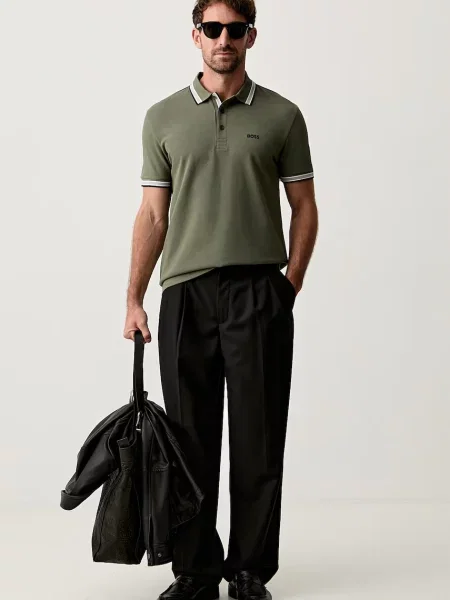 Tricou polo Boss Green verde
