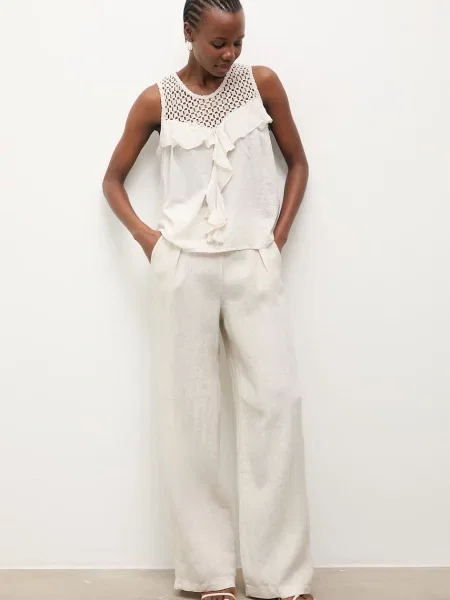 Answear.LAB pantaloni pentru femei din in bej