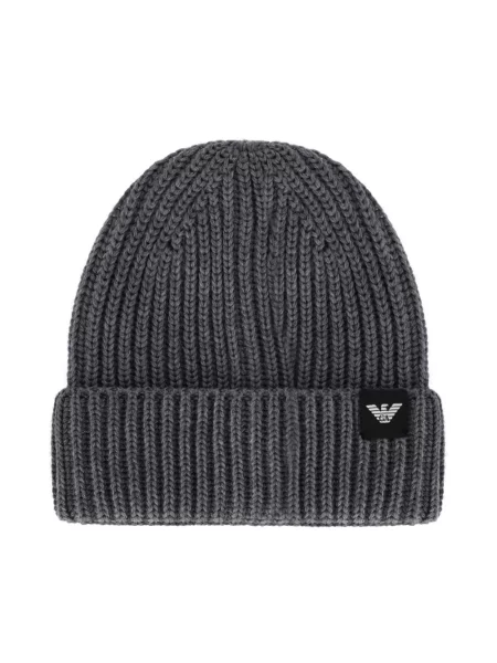 Czapka Emporio Armani wełniana w paski szara