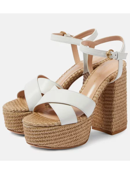 Sandale Gianvito Rossi din piele cu platformă alb
