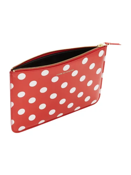 Portfel Comme Des Garcons skórzany w grochy czerwony