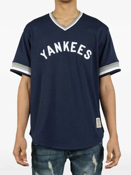 Tricou Mitchell & Ness cu decolteu în V albastru