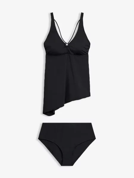 Tankini z ozdobnym kółkiem 2 części czarny
