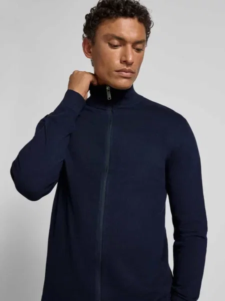 Kurtka z dzianiny ze stójką model ‘BERG’ Selected Homme granatowa
