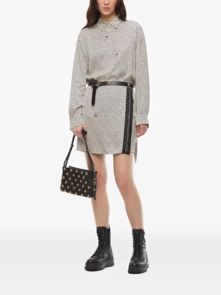Rochie tip cămașă Pinko cu buline din dantelă