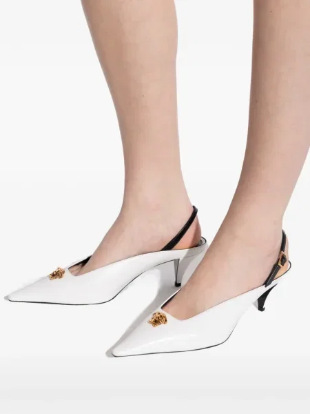 Pantofi cu toc Versace din piele alb