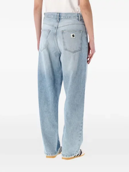 Дънки straight leg Carhartt Wip с автограф синьо