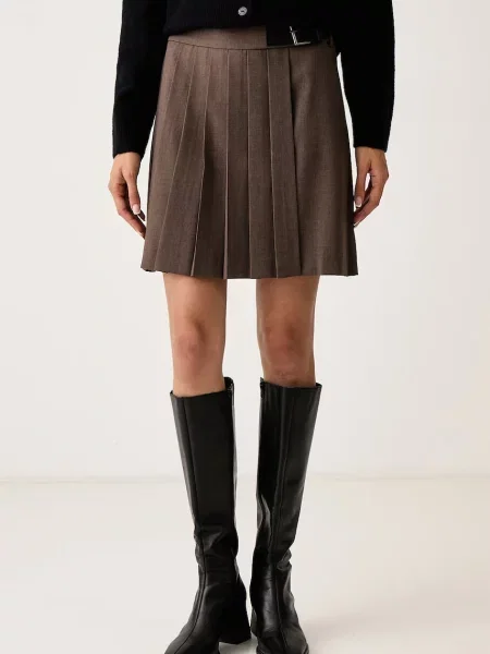 DKNY fustă plisată maro